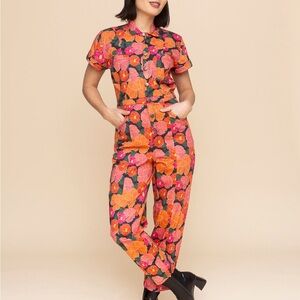 Floral Button-Up Jumpsuit